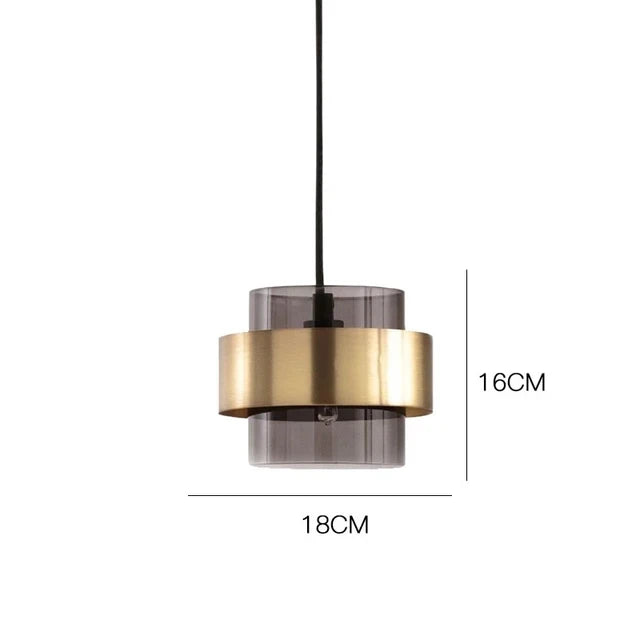 Nordic Smoked Glass & Brass Pendant Light