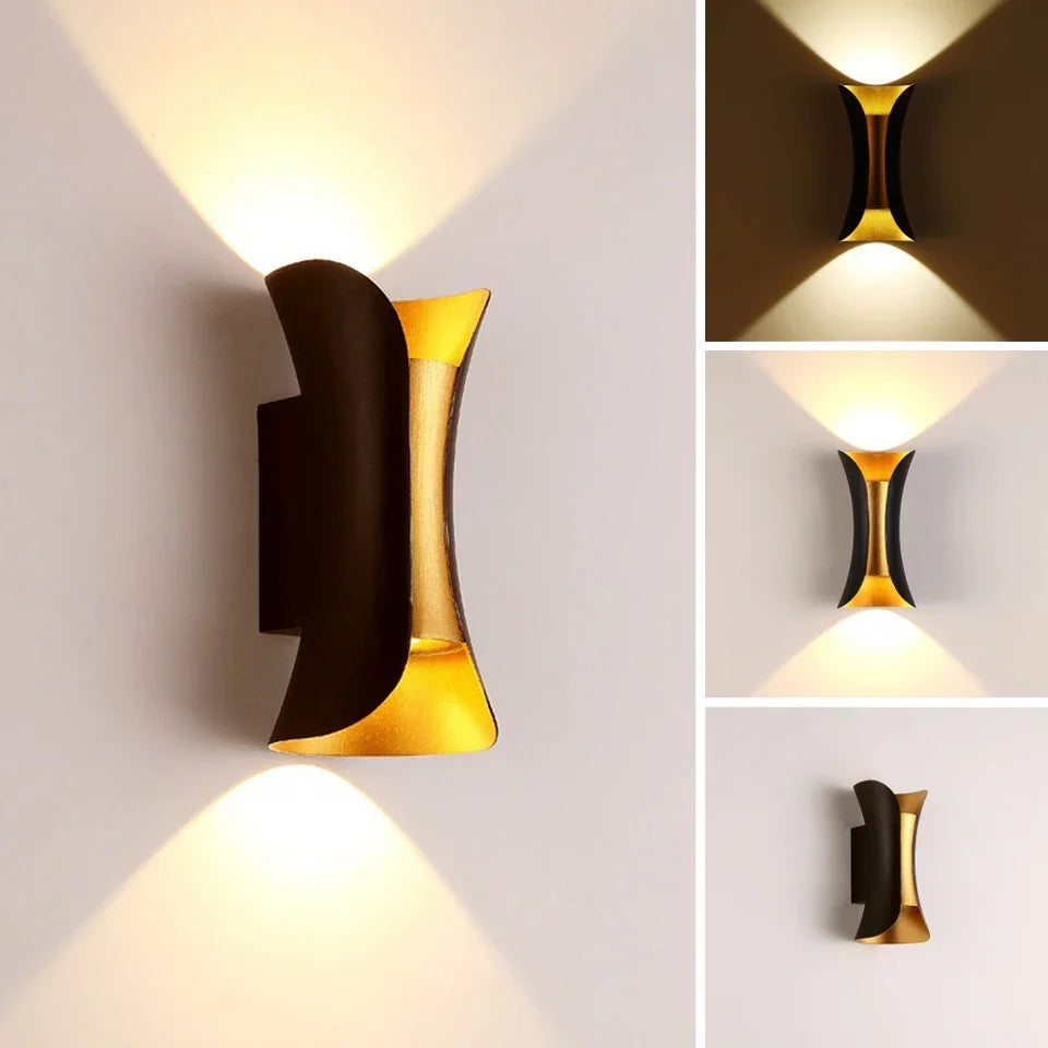 Black & Gold Waterproof Up Down Wall Light