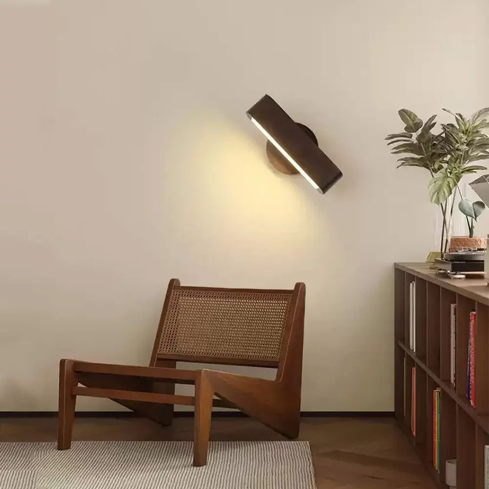 Japanese Wood Rotating Wall Lamp