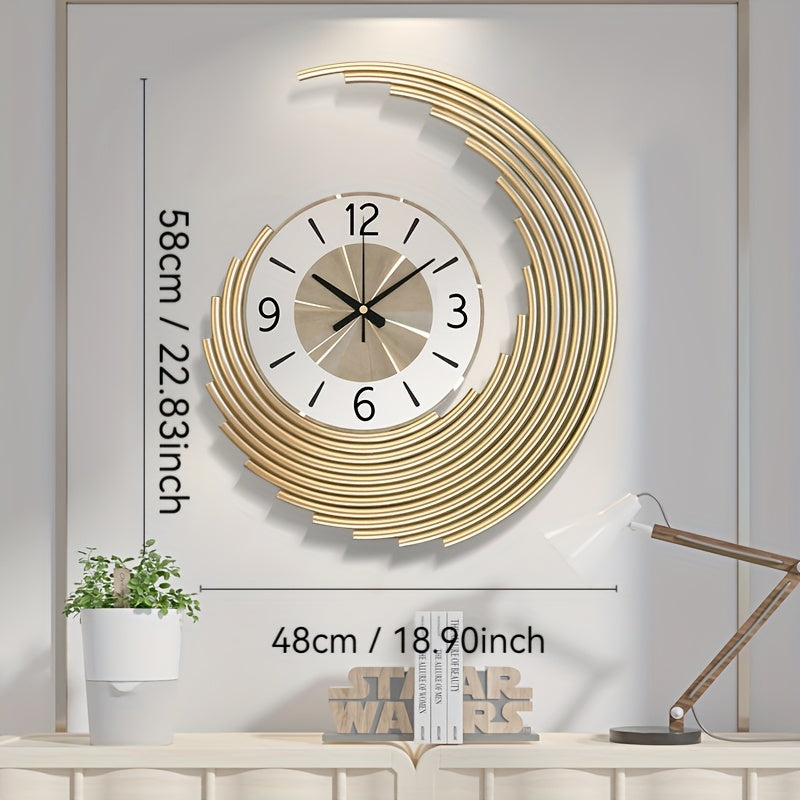 Modern 3D Crescent Metal Wall Clock