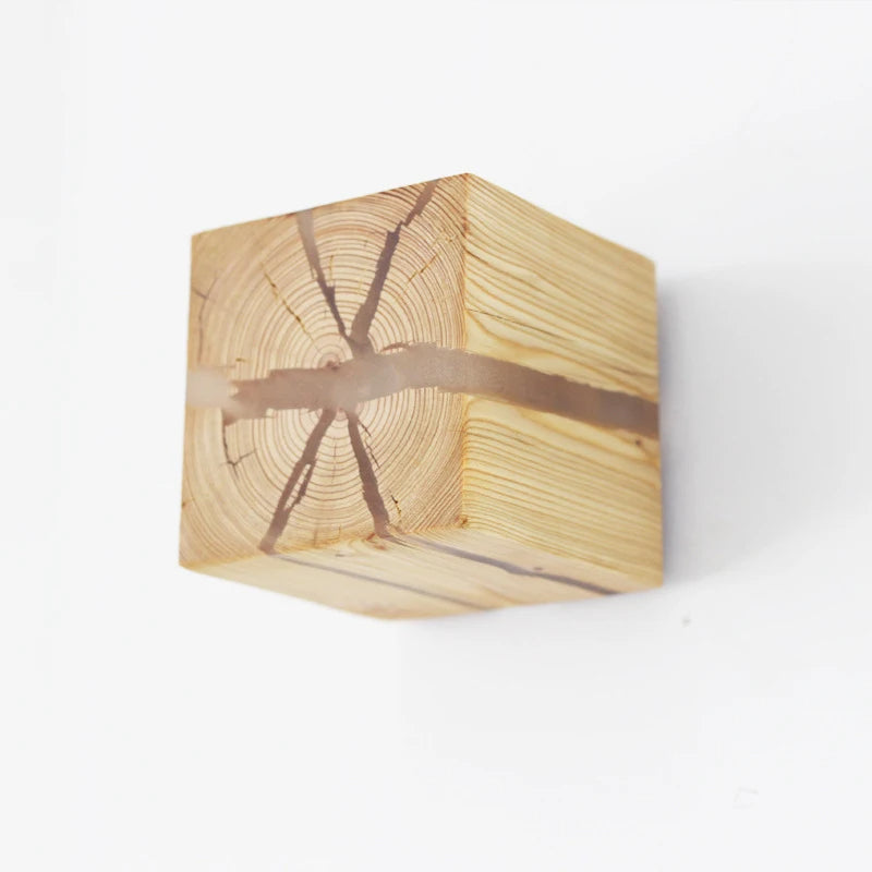 WoodAura Hand-Carved Wood & Resin Wall Light