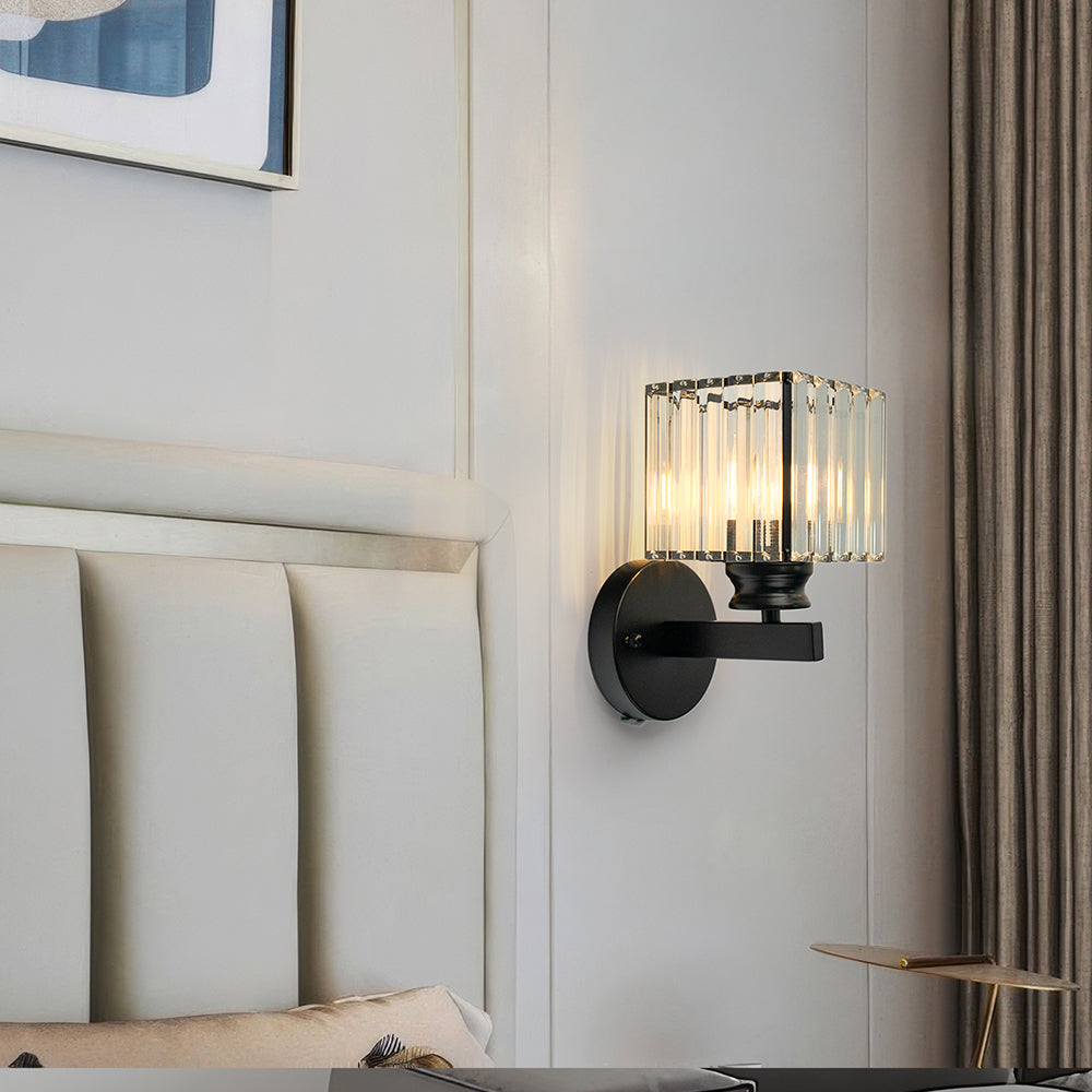 Crystal & Iron Modern Wall Sconce