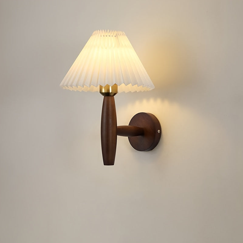 Nordic Wooden Pleated Shade Wall Sconce