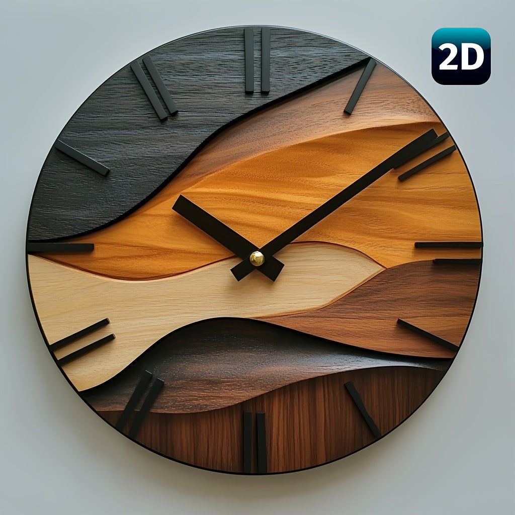 Artistic Faux Wood Grain Wall Clock