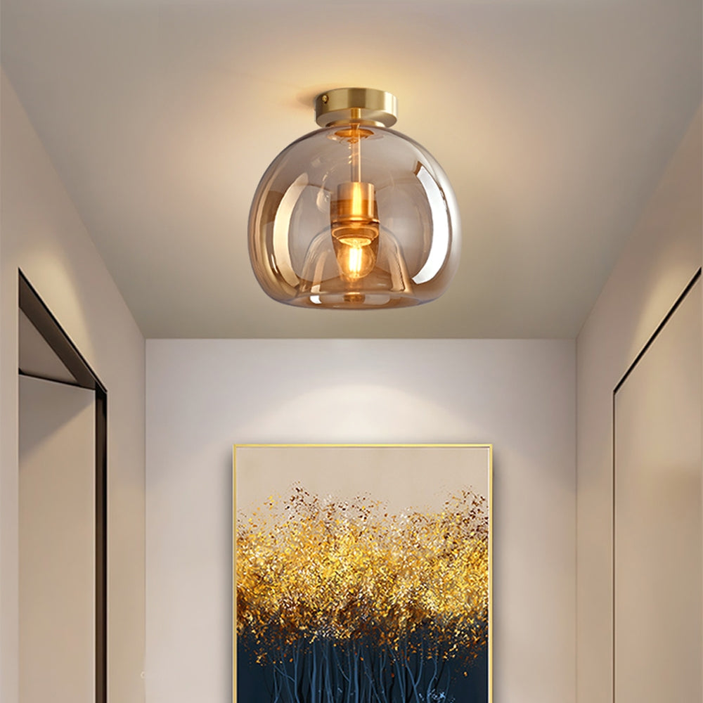 Vintage Amber Bubble Glass Ceiling Light