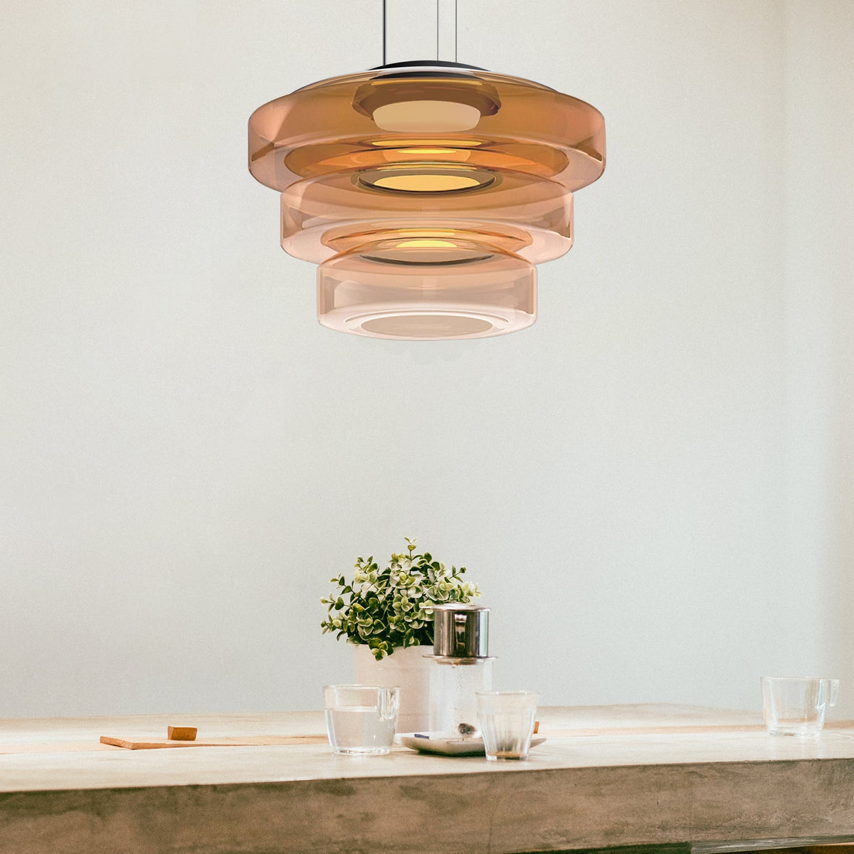 Bauhaus Layered Glass LED Pendant Light
