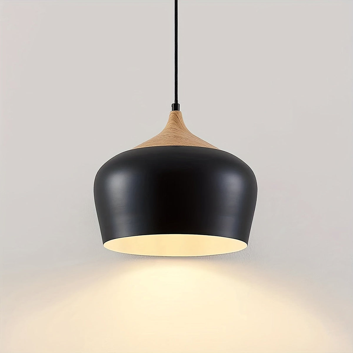 Scandinavian Iron & Wood Grain Pendant