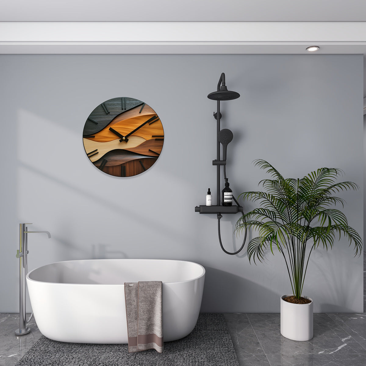 Artistic Faux Wood Grain Wall Clock