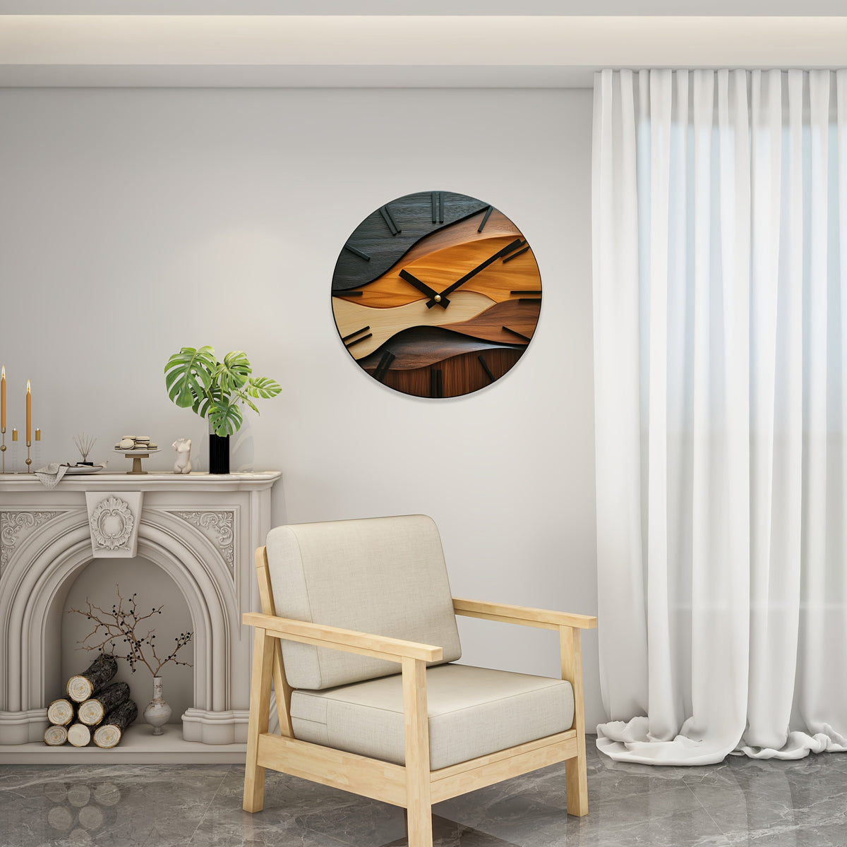 Artistic Faux Wood Grain Wall Clock