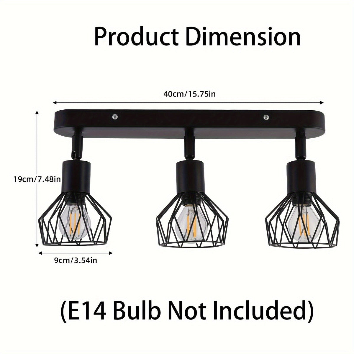 Vintage 3-Light Industrial Ceiling Spotlight
