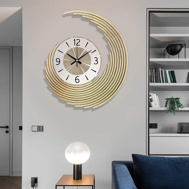 Modern 3D Crescent Metal Wall Clock