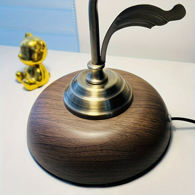 Vintage Gooseneck Floral Glass Table Lamp