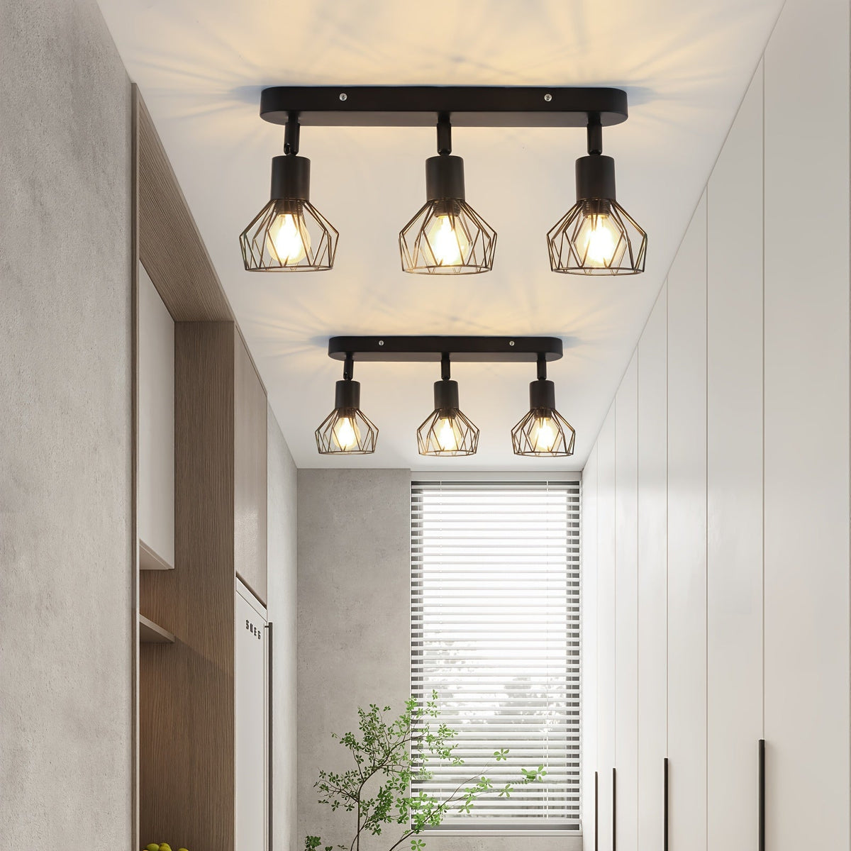 Vintage 3-Light Industrial Ceiling Spotlight