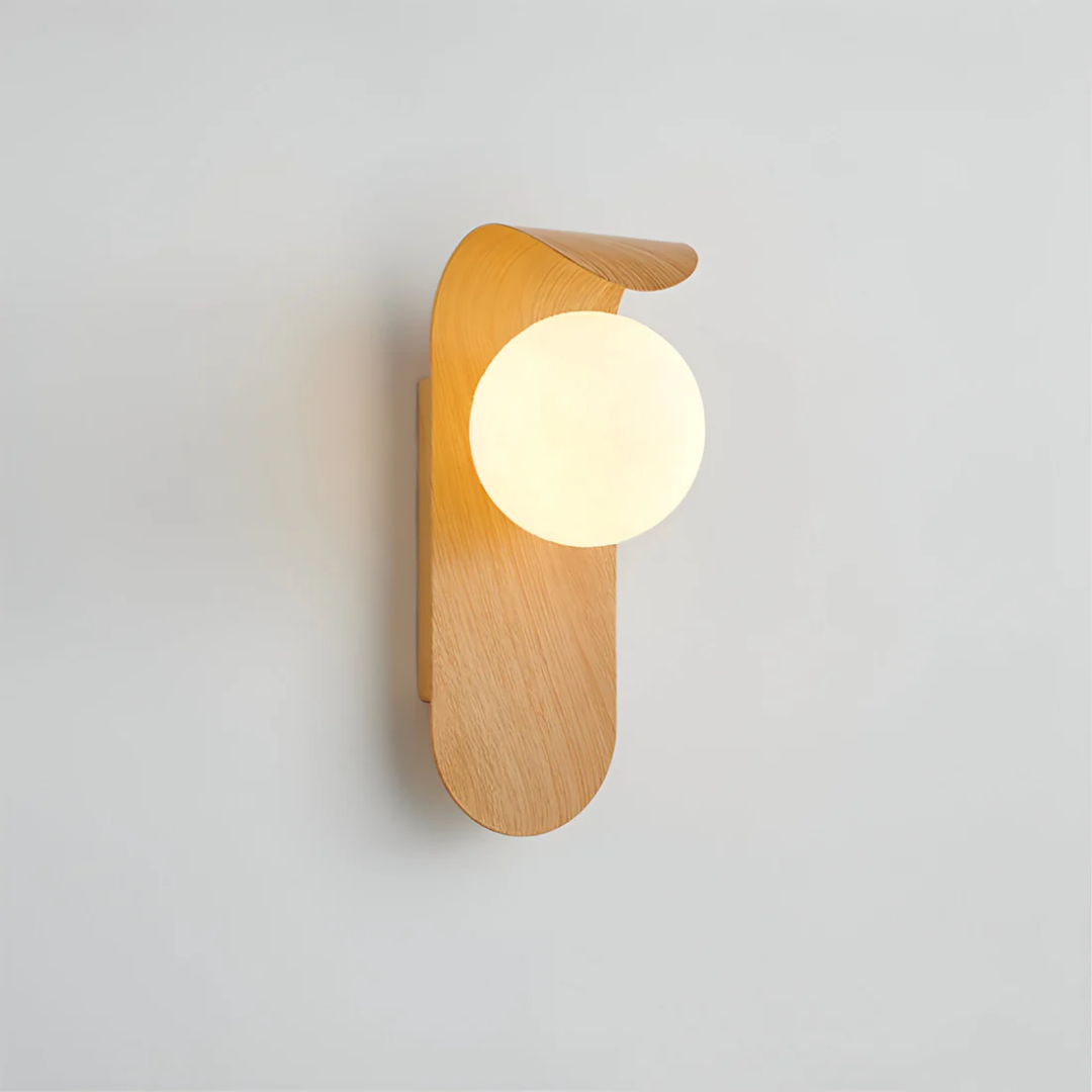 Icar Scandinavian Wood & Glass Wall Lamp