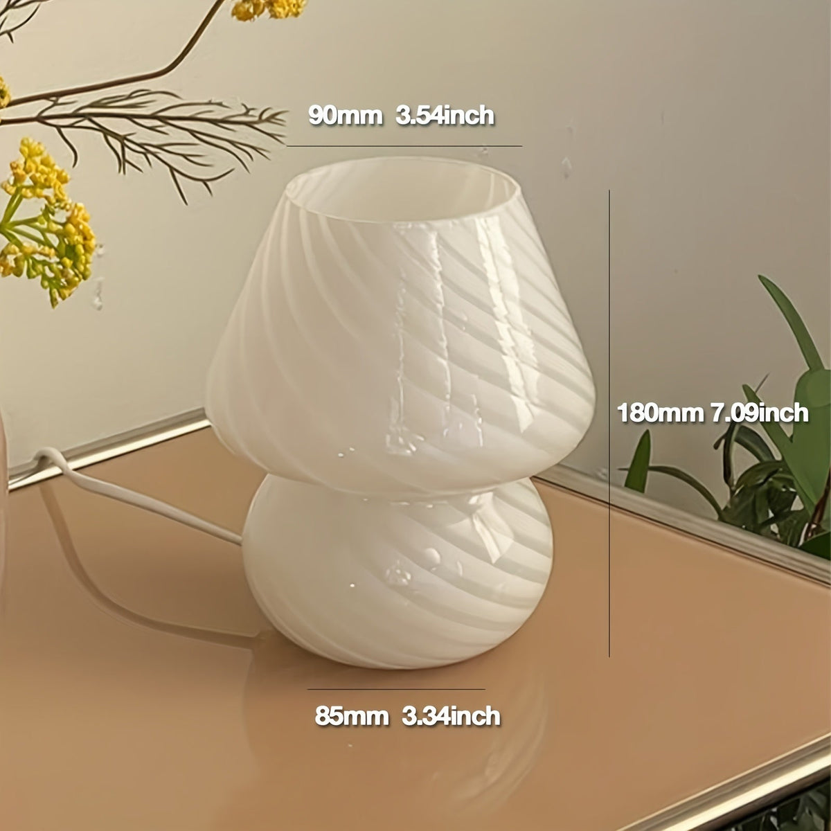 Murano-Style Swirl Glass Mushroom Lamp