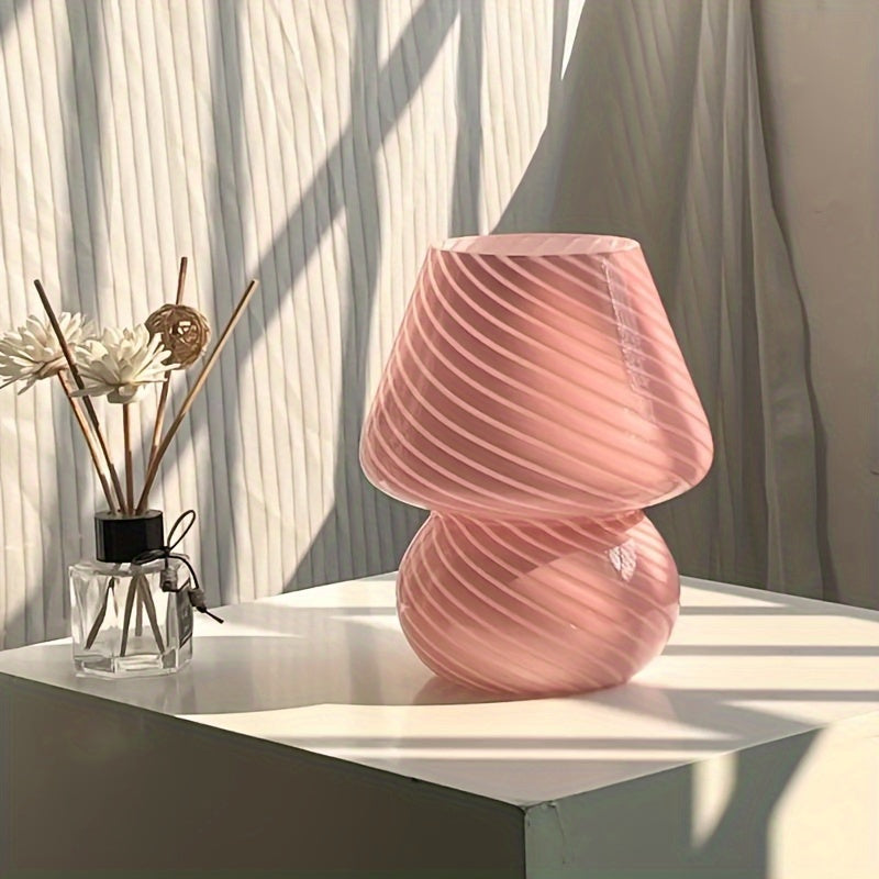 Murano-Style Swirl Glass Mushroom Lamp