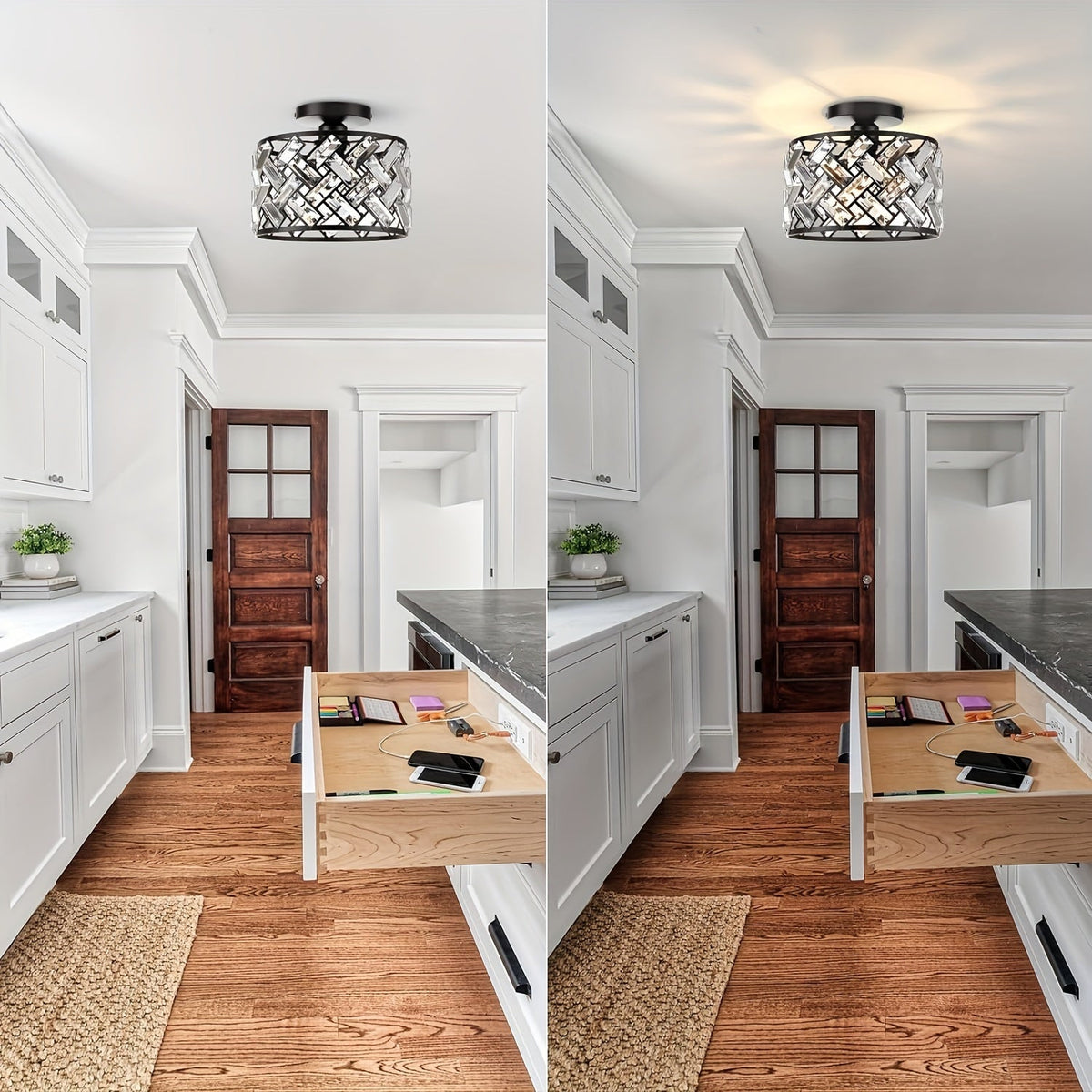 Modern Crystal Lattice Ceiling Light