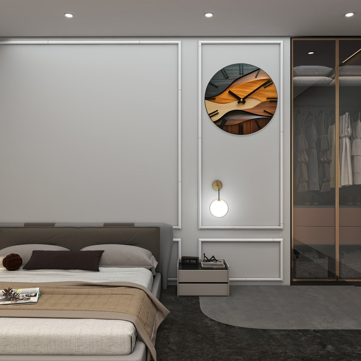 Artistic Faux Wood Grain Wall Clock