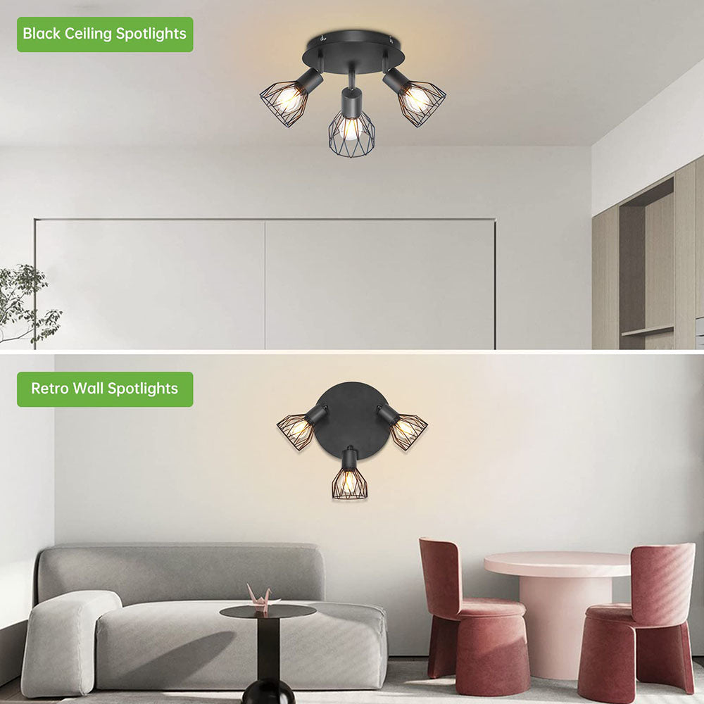 Industrial Adjustable Cage Spotlight Ceiling Light