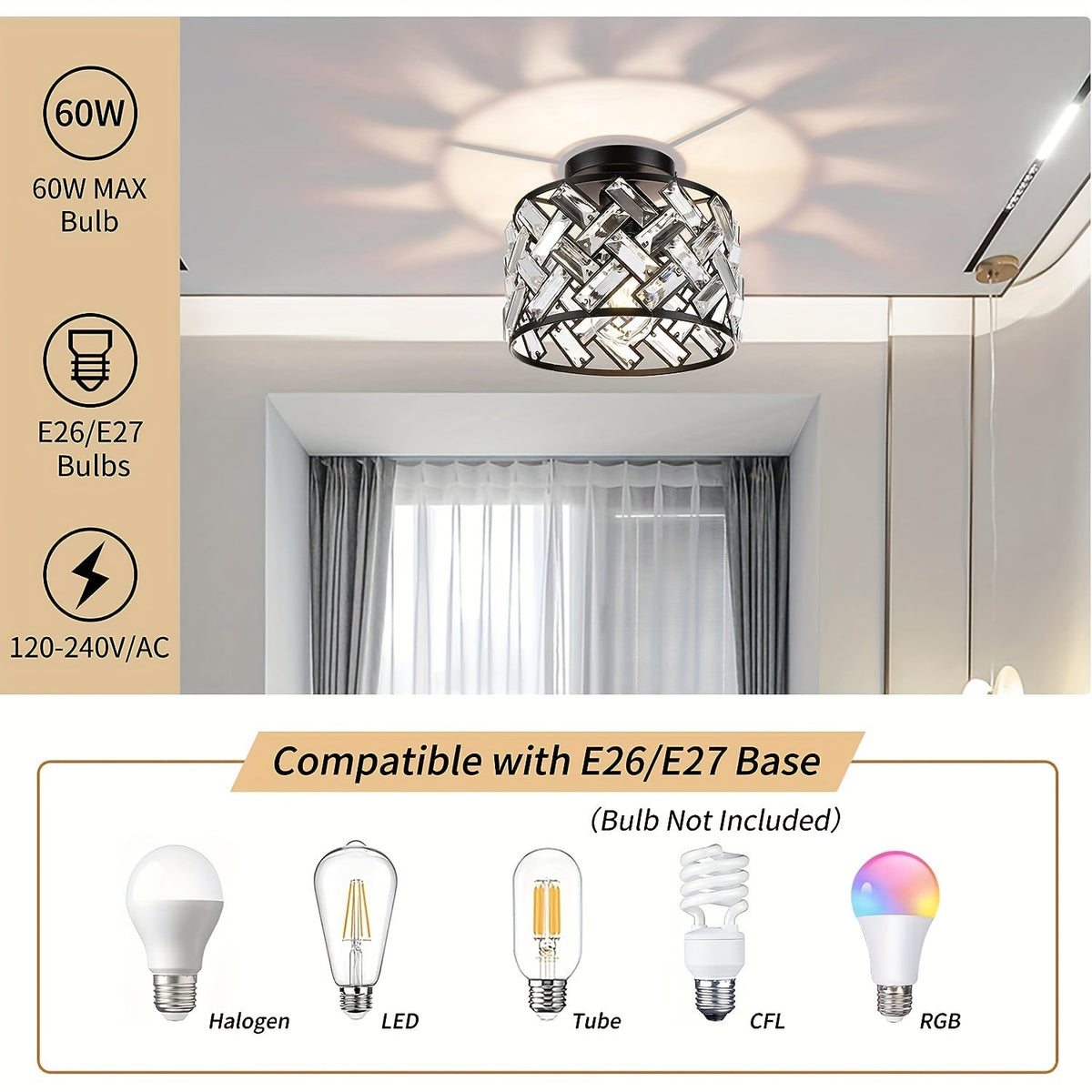 Modern Crystal Lattice Ceiling Light