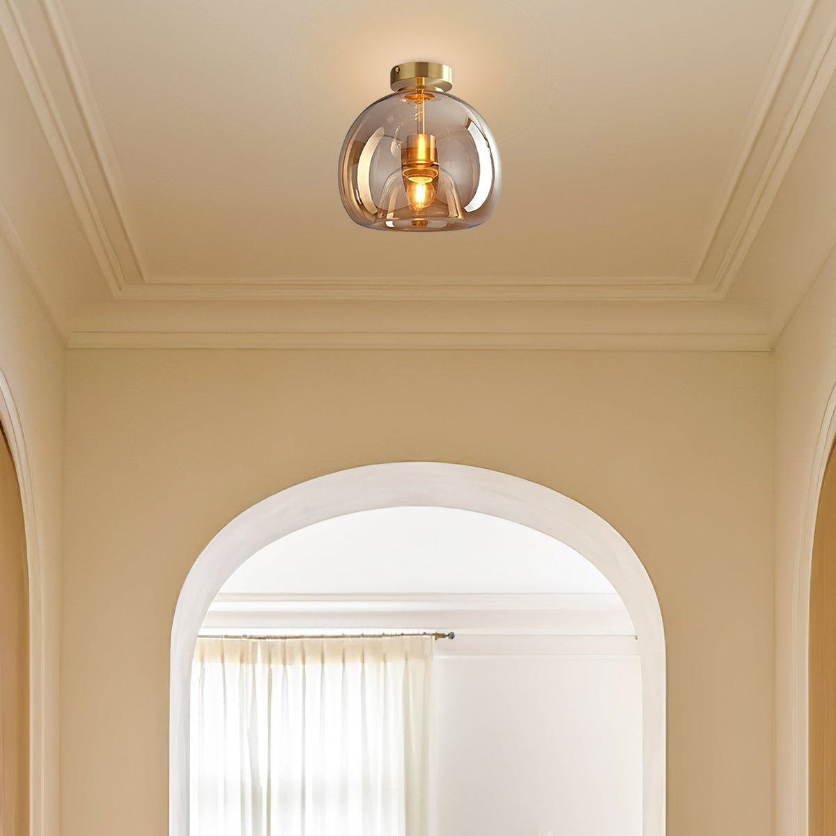 Vintage Amber Bubble Glass Ceiling Light