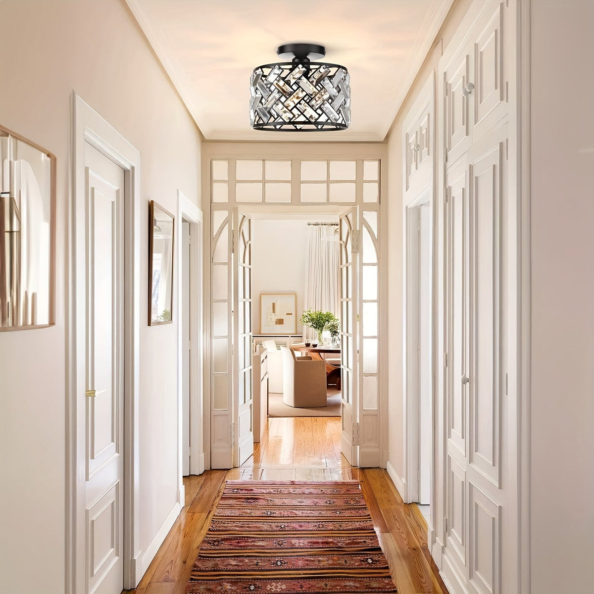 Modern Crystal Lattice Ceiling Light