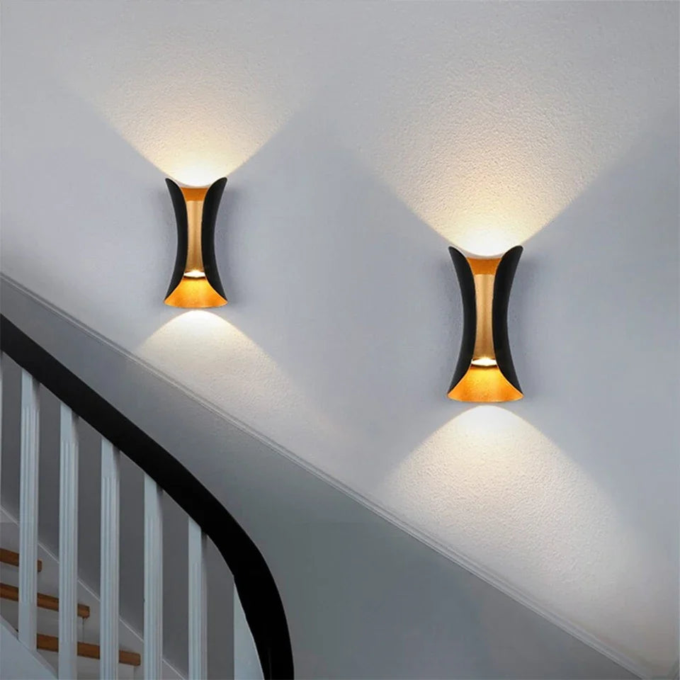 Black & Gold Waterproof Up Down Wall Light