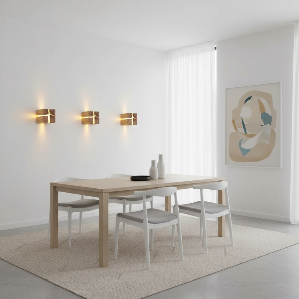 WoodAura Hand-Carved Wood & Resin Wall Light