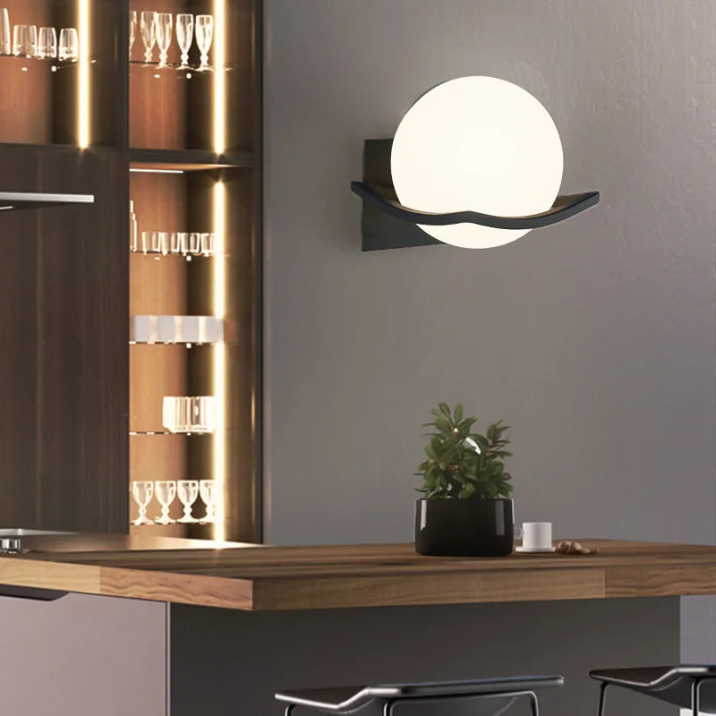 Makar European Opal Globe Wall Sconce