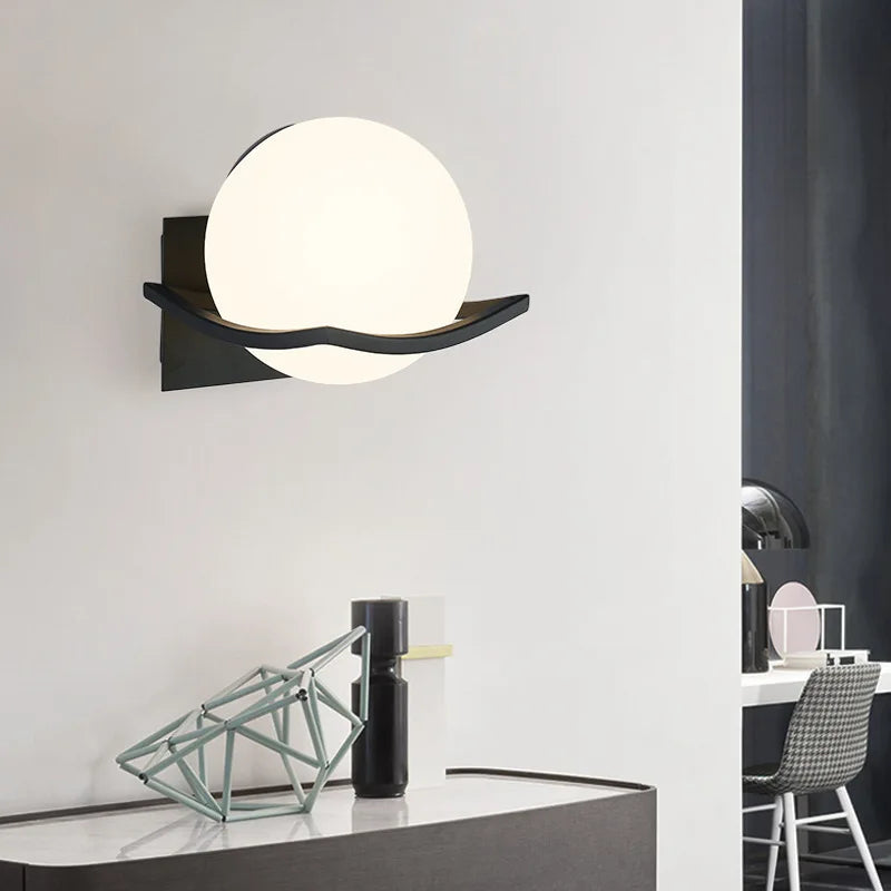Makar European Opal Globe Wall Sconce