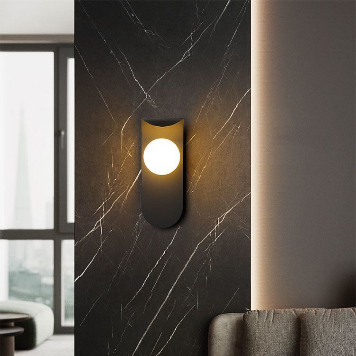 Scandinavian Curved Panel Globe Wall Light