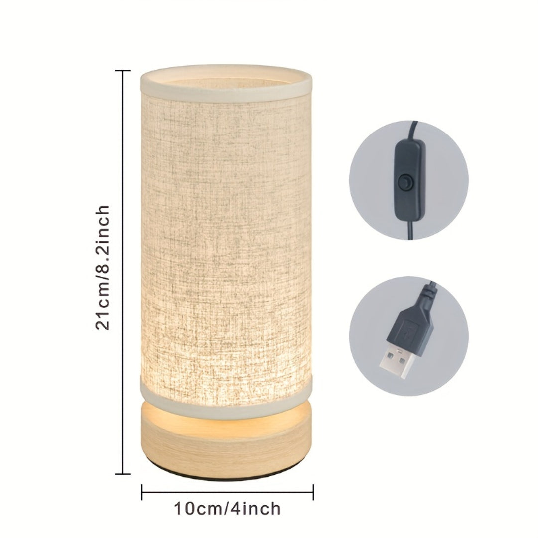 Wooden Base Linen Shade Table Lamp