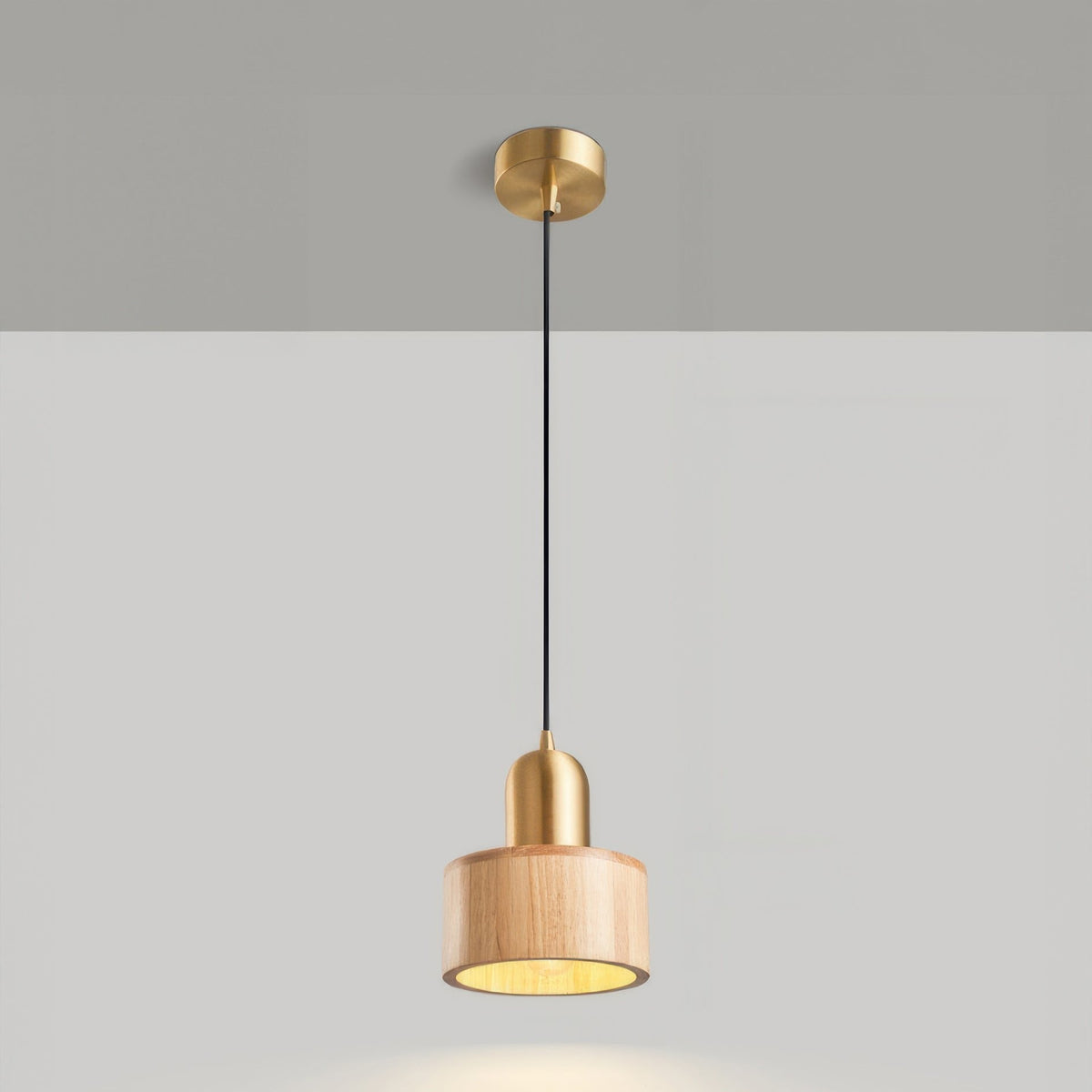 Japanese Walnut & Brass Cylinder Pendant