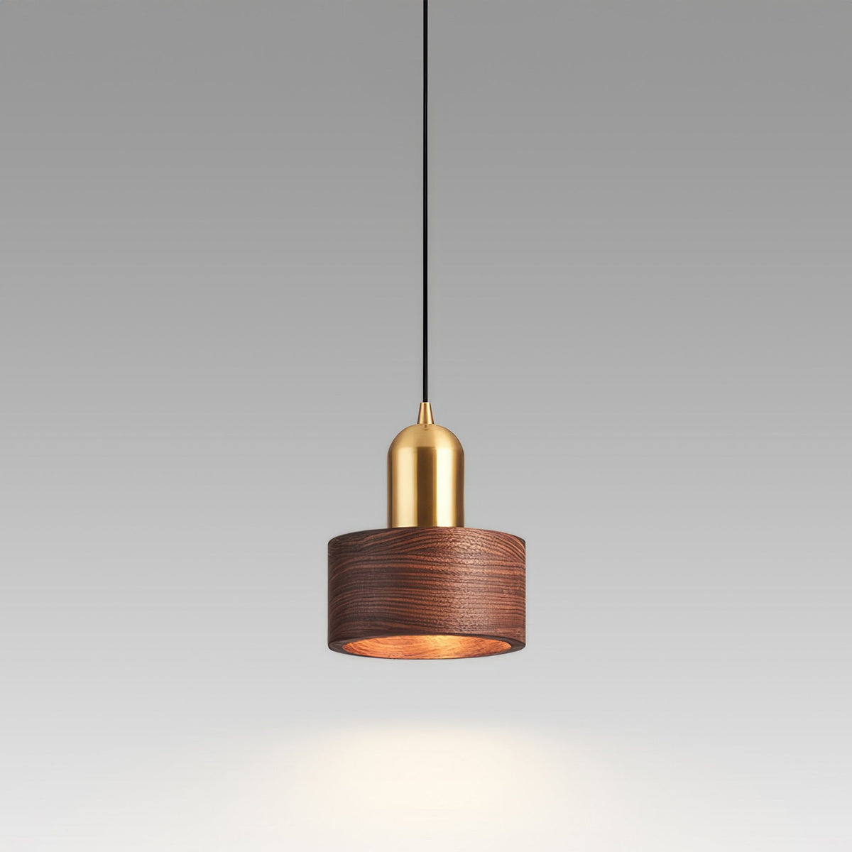Japanese Walnut & Brass Cylinder Pendant