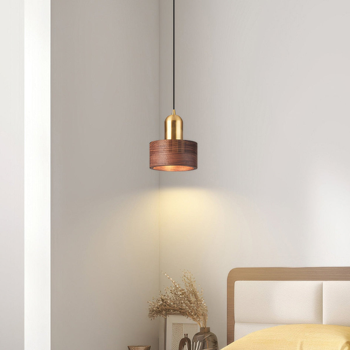 Japanese Walnut & Brass Cylinder Pendant
