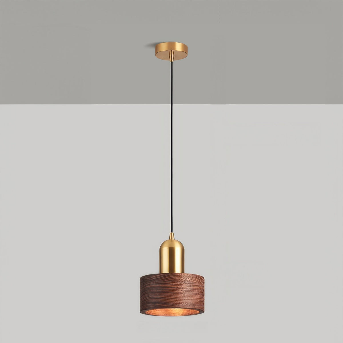 Japanese Walnut & Brass Cylinder Pendant