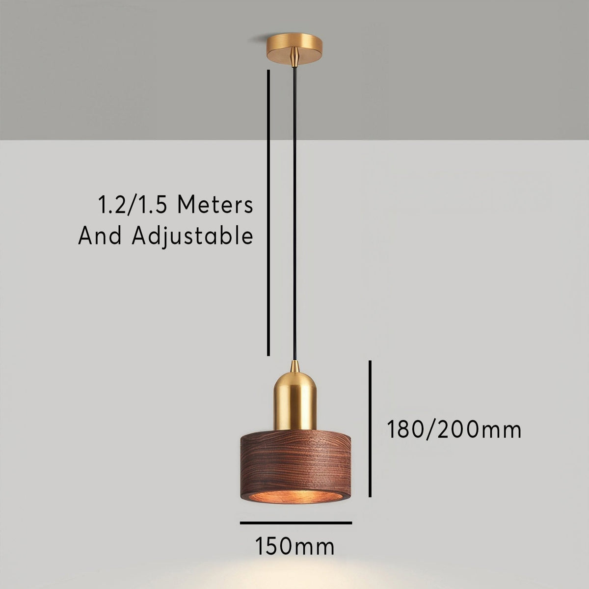 Japanese Walnut & Brass Cylinder Pendant