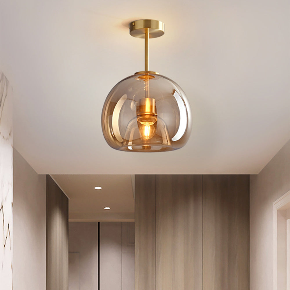 Vintage Amber Bubble Glass Ceiling Light