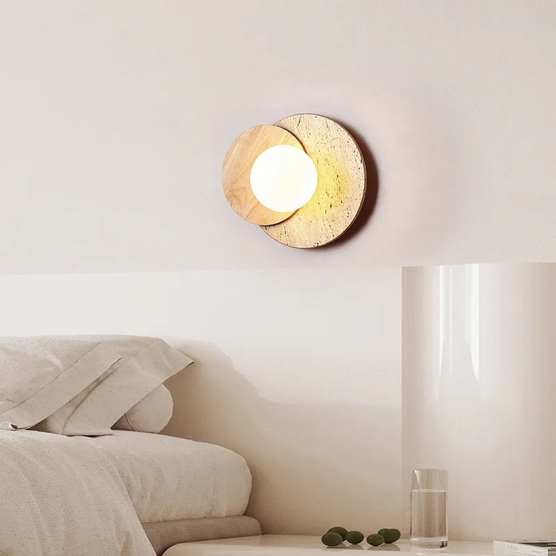 Wabi-Sabi Natural Stone & Wood Wall Lamp