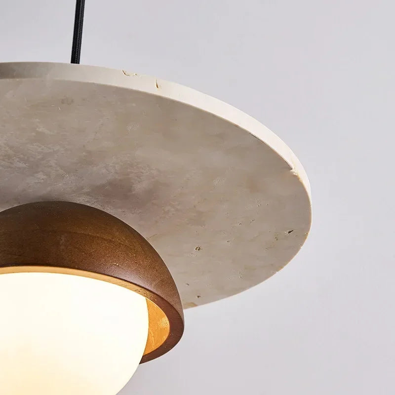 Denmark Walnut & Stone LED Pendant Light