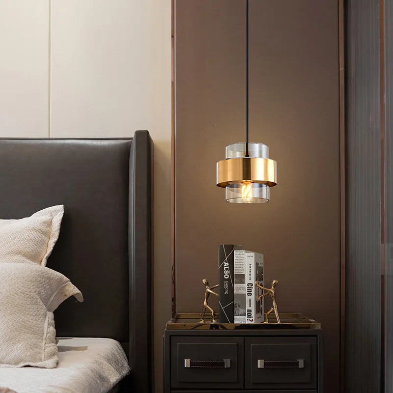 Nordic Smoked Glass & Brass Pendant Light