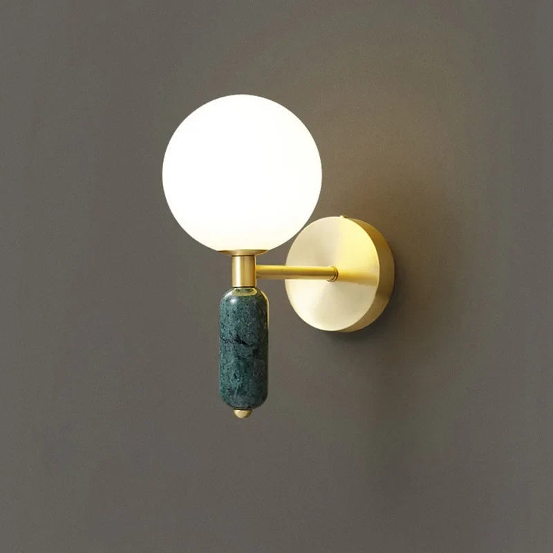 Marble & Glass Globe Gold Wall Lamp