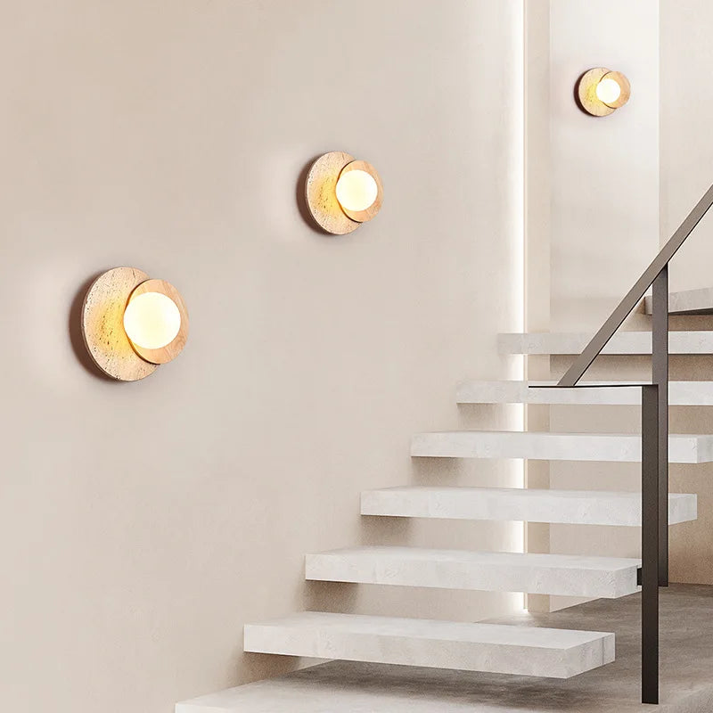 Wabi-Sabi Natural Stone & Wood Wall Lamp