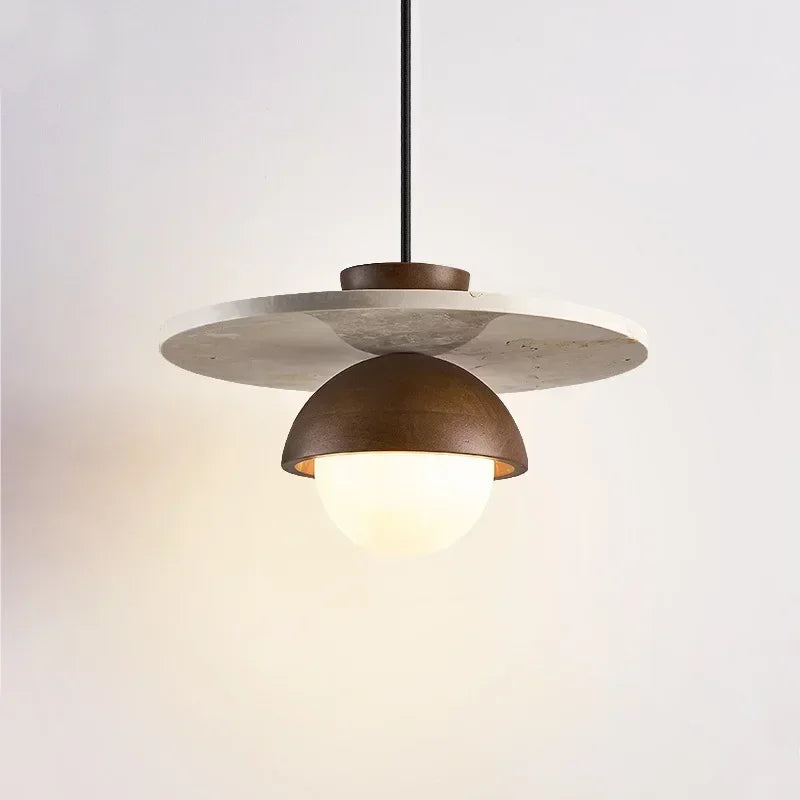 Denmark Walnut & Stone LED Pendant Light