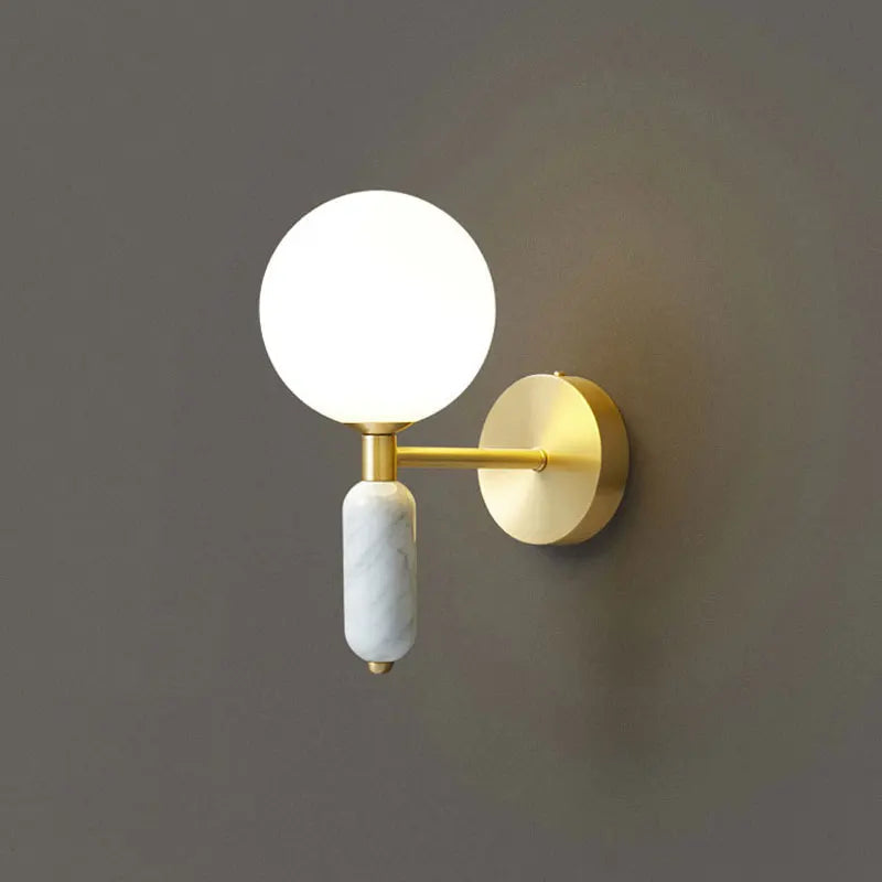 Marble & Glass Globe Gold Wall Lamp