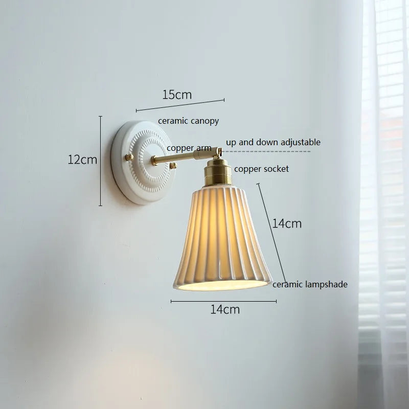 Nordic Cream Ceramic Flower Wall Lamp