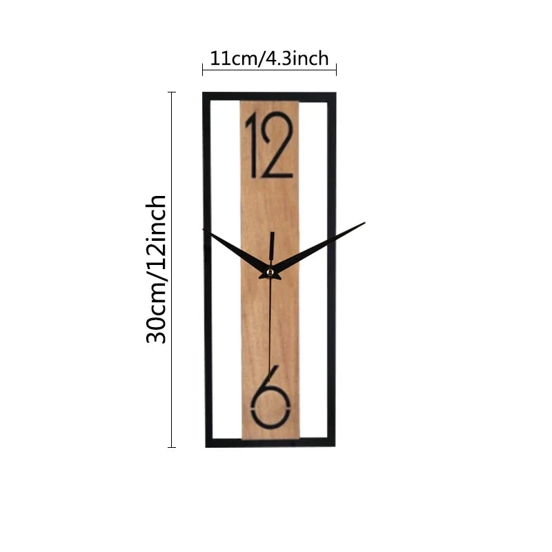 Slim Rectangular Wood Grain Wall Clock