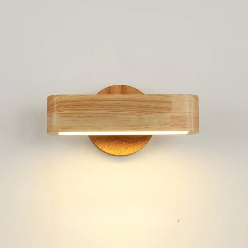 Japanese Wood Rotating Wall Lamp