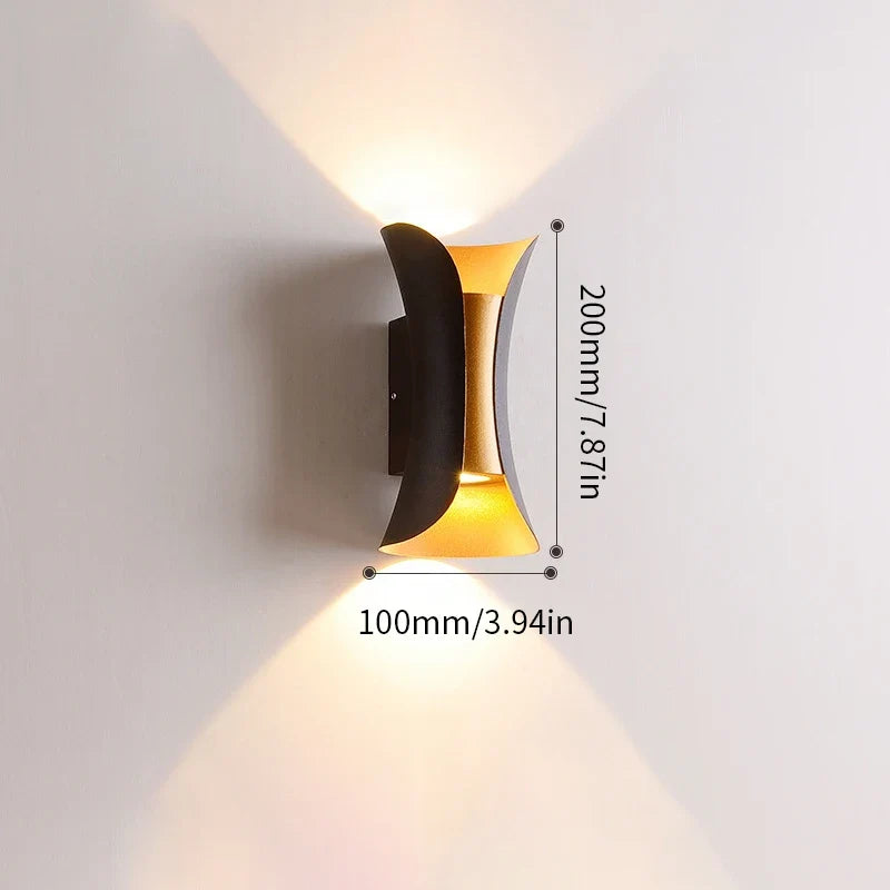 Black & Gold Waterproof Up Down Wall Light