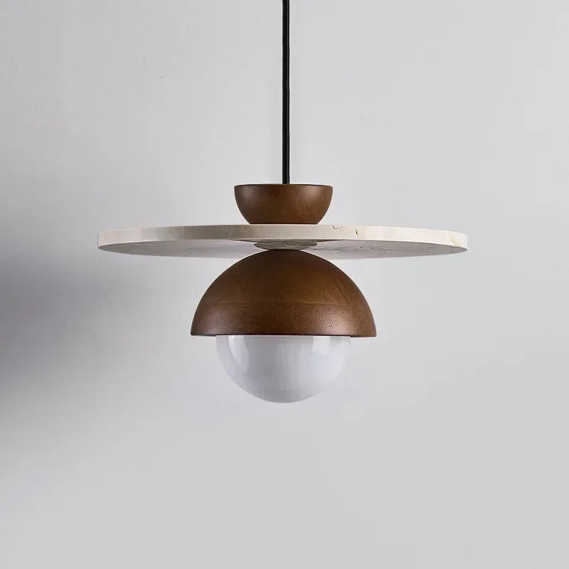 Denmark Walnut & Stone LED Pendant Light